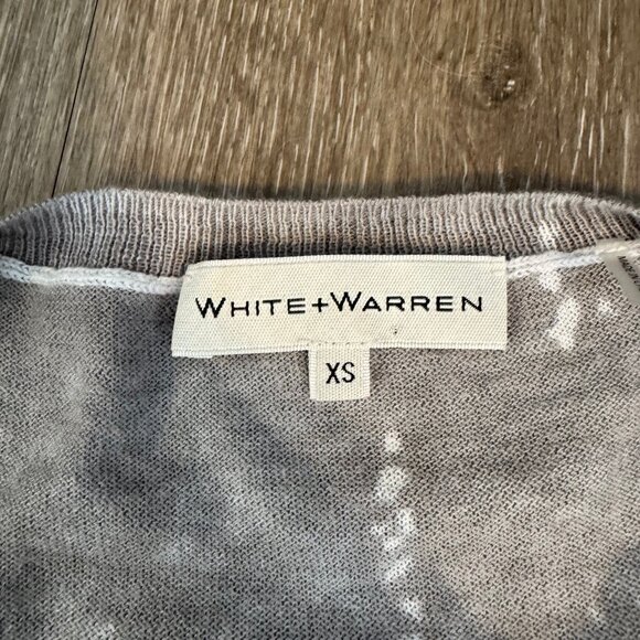 White + Warren Grey and White Ivory Printed Lightweight Pullover Sweater- sz. XS - Picture 3 of 10